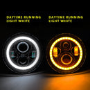 7'' Inch Round LED Headlight Wrangler Angel Eyes Amber Turning Signal light