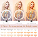 10" Dimmable Fill Light LED Ring w/Tripod Stand Phone Holder Remote Kit Stream