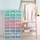 Foldable Shoe Box, Stackable Shoe Storage Boxes for Men and Women, Large Shoe Racks Closet Organizer Clear Plastic Shoe Container Organizer for Sneaker (White)