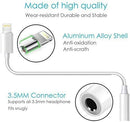 iPhone Lightning to 3.5 mm Earphone Earbuds Headphone Jack Adapter White Aux Audio Support  | 7/7Plus/8/8Plus/X/XS/XS MAX/11/11 Pro/12/12 Pro MAX Compatible iOS 10.3 or Later