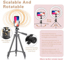 10" Dimmable Fill Light LED Ring w/Tripod Stand Phone Holder Remote Kit Stream