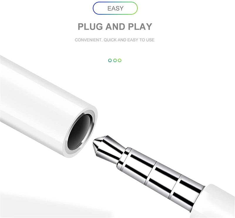 iPhone Lightning to 3.5 mm Earphone Earbuds Headphone Jack Adapter White Aux Audio Support  | 7/7Plus/8/8Plus/X/XS/XS MAX/11/11 Pro/12/12 Pro MAX Compatible iOS 10.3 or Later