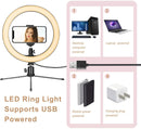 10" Dimmable Fill Light LED Ring w/Tripod Stand Phone Holder Remote Kit Stream
