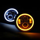 7'' Inch Round LED Headlight Wrangler Angel Eyes Amber Turning Signal light