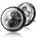 7'' Inch Round LED Headlight Wrangler Angel Eyes Amber Turning Signal light