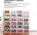 Foldable Shoe Box, Stackable Shoe Storage Boxes for Men and Women, Large Shoe Racks Closet Organizer Clear Plastic Shoe Container Organizer for Sneaker (White)