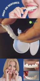 Upper & Lower Teeth Veneers - Simulation Braces Snap On Smile Tooth Cover - Perfect Teeth Whitening Replacement No Pain No Shots No Drilling Fix Smile in Minutes 2 PACK